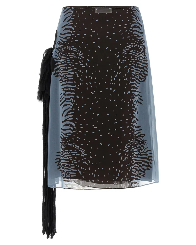 Ferragamo Animal Print Silk Georgette Skirt — Black Black