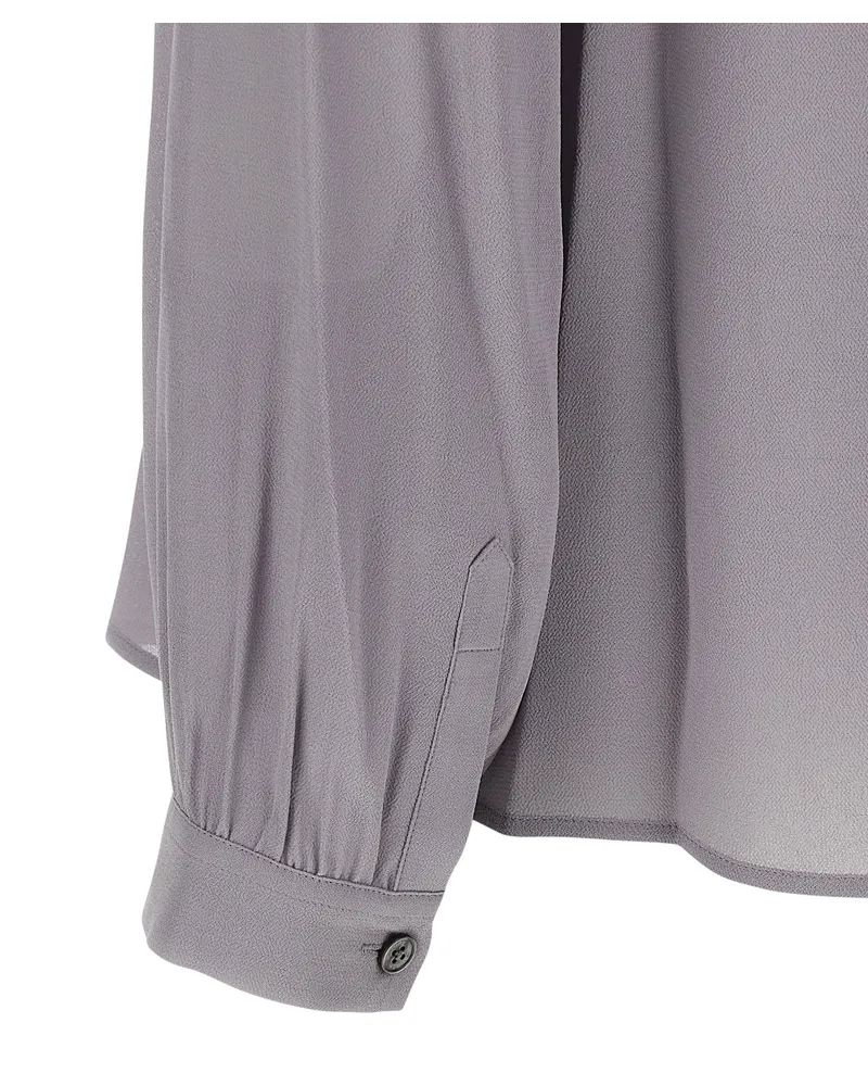 Tory Burch Georgette Bow Blouse — Grey Grey