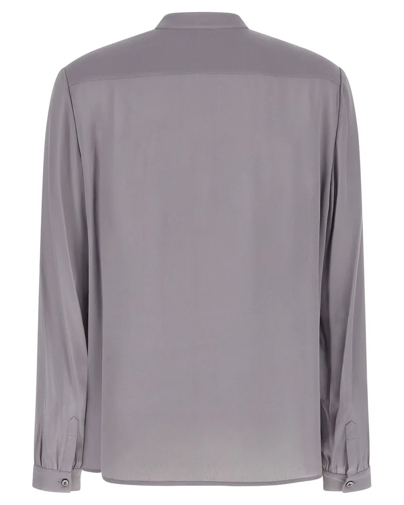 Tory Burch Georgette Bow Blouse — Grey Grey