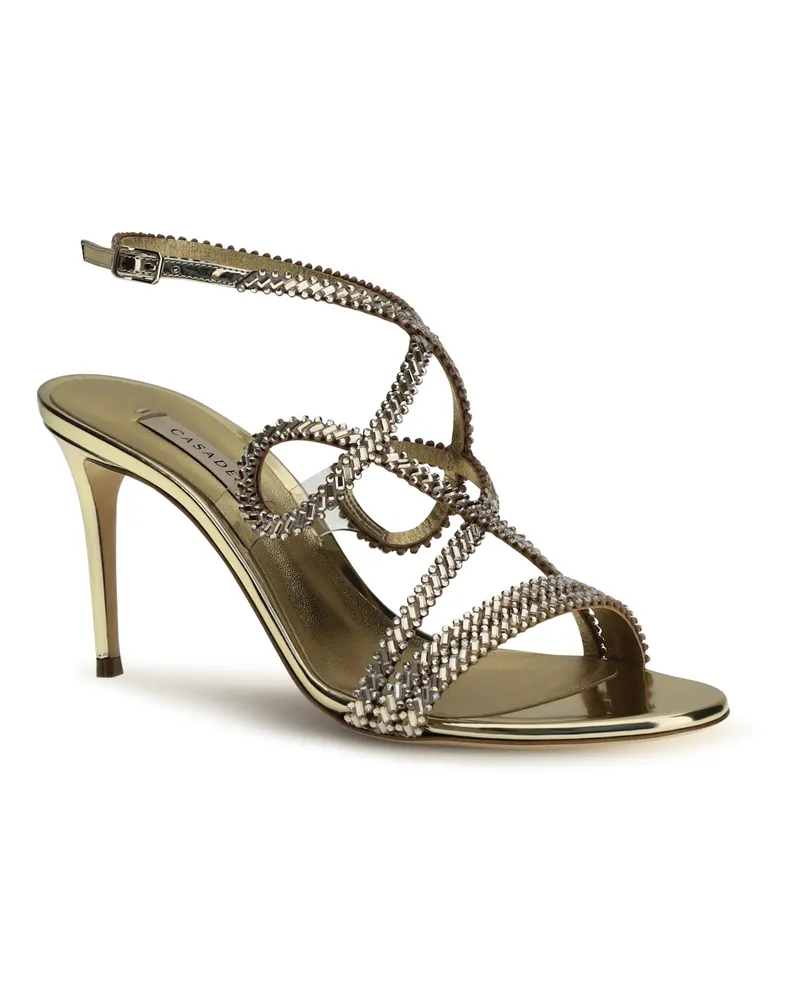 Casadei Women's Julia Josephine Sandals Gold+platino Calf Leather Bos Taurus Gold