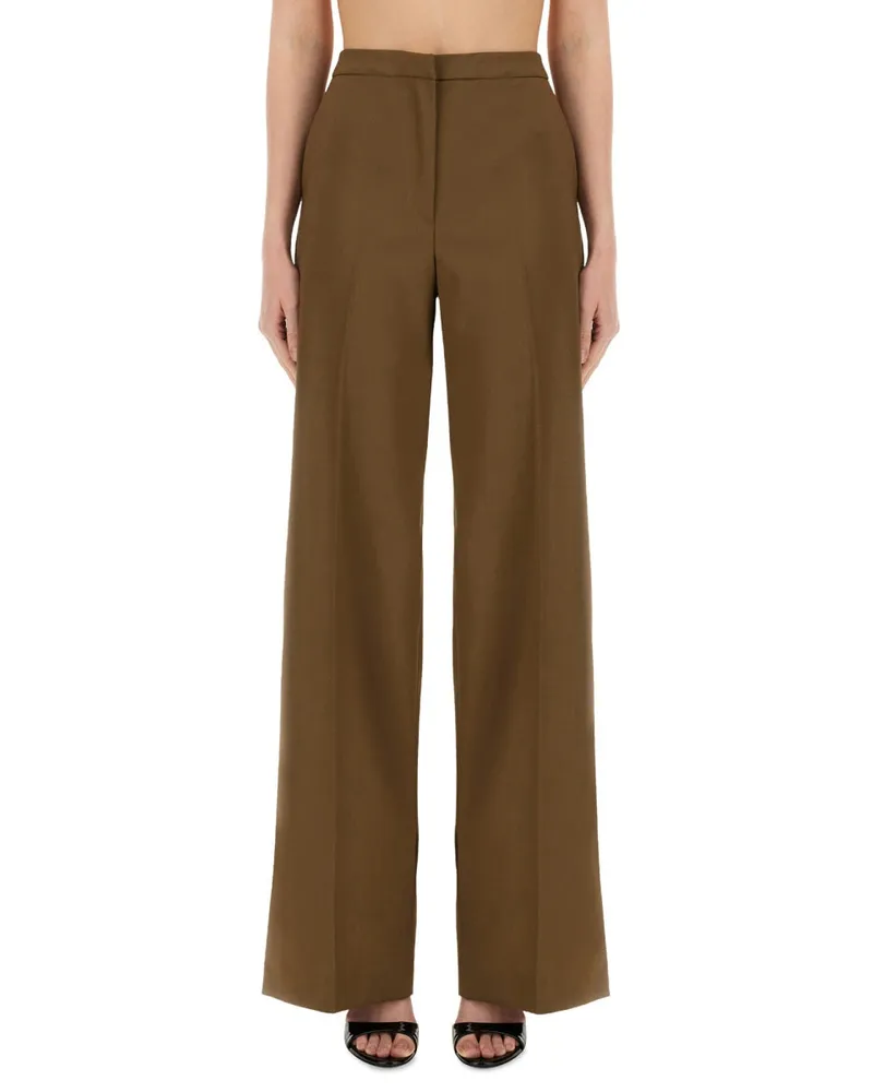 PT TORINO Wide Fit Wool Trousers — Brown Brown