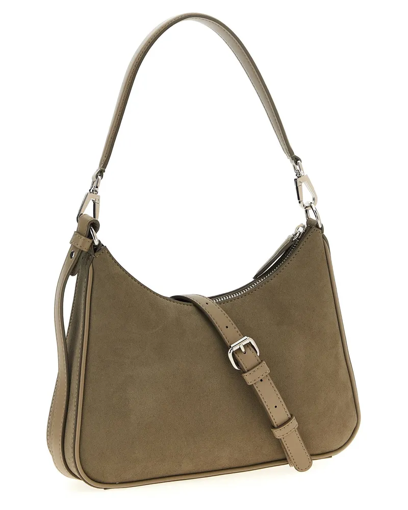 Stella McCartney Logo-Detailed Suede Shoulder Bag — Taupe Taupe