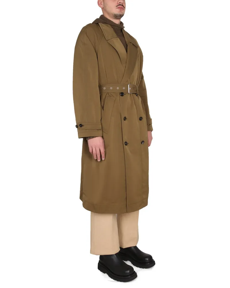 Bottega Veneta Nylon Folding Trench Coat — Green Green