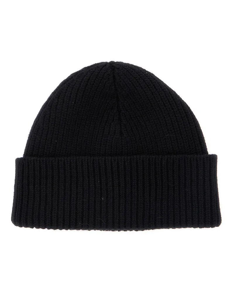 AMI Paris Men's Wool Cap With Brim And Cuff Black Hat Black