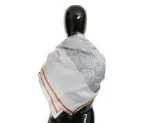 Women's Gray Red Silk Shawl Foulard Wrap Scarf