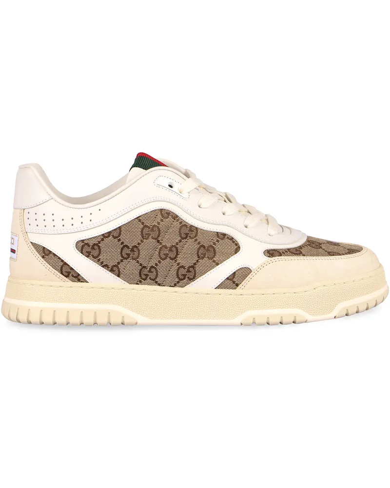 Gucci Men's Re-Web Low-Top Sneakers White Calf Trainers 