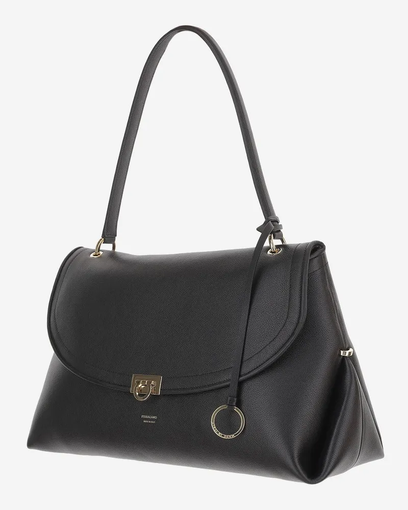 Ferragamo Leather Shoulder Bag — Black Black