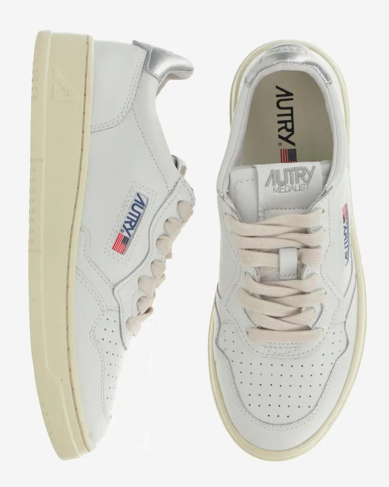 AUTRY Women's Sneakers Medalist Silver Leather Trainers Silver