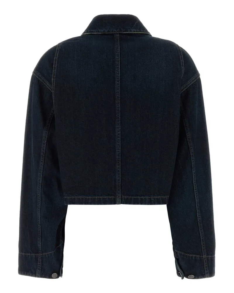 Prada Women's Denim Jacket Bleu Exterior: Cotton Giubbini Blue
