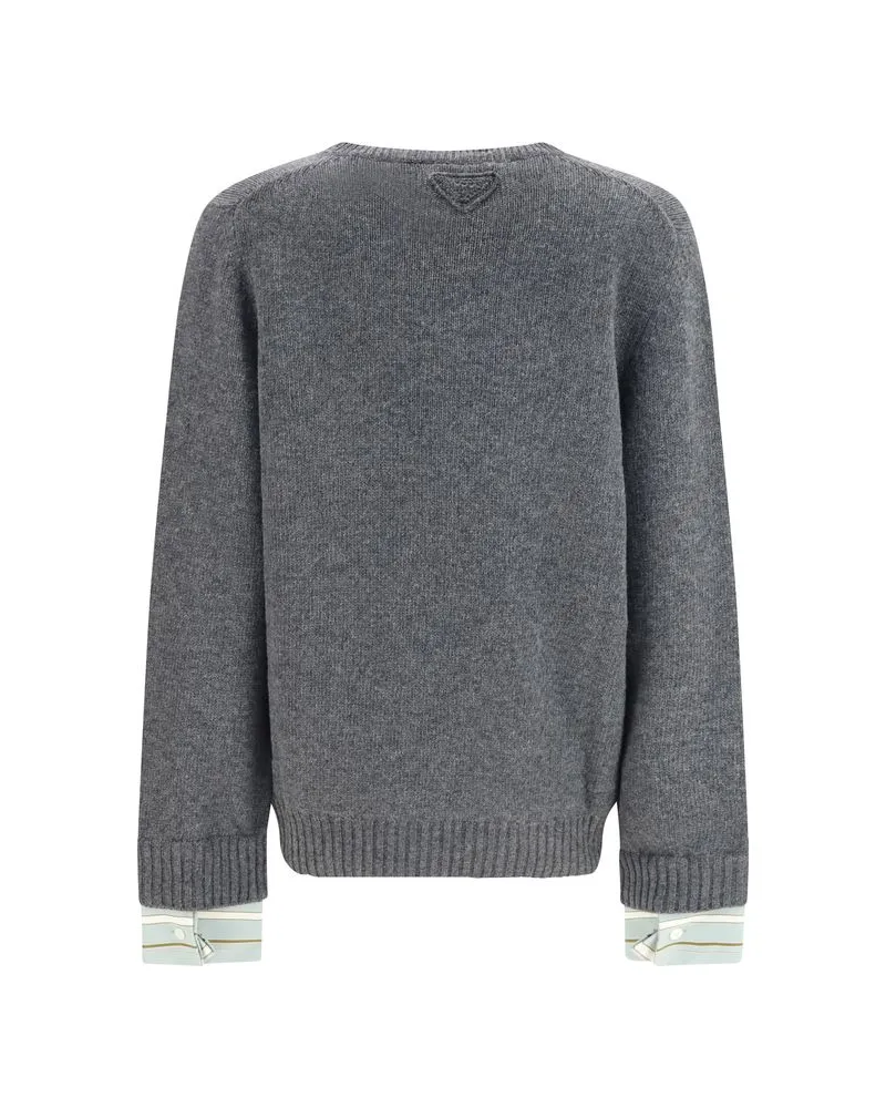 Prada Women's Gray Wool Oves Aries Sweatshirt Clothing Gray