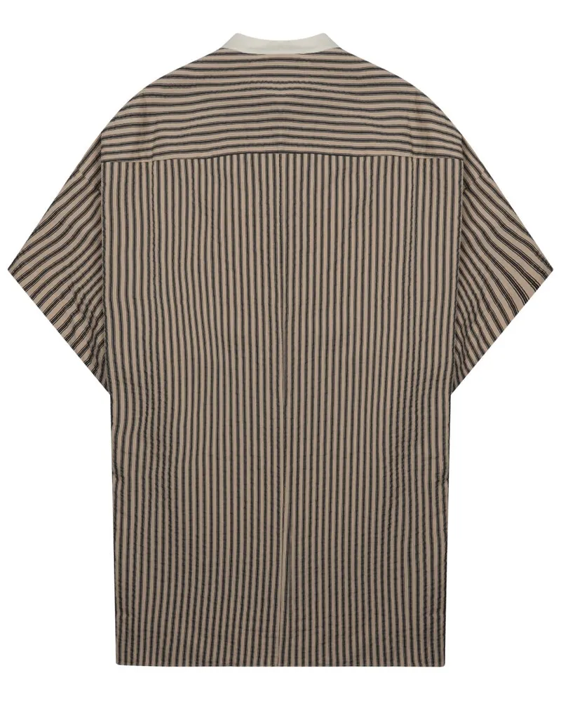 ALYSI Striped Viscose-Blend Mini Dress — Beige Beige