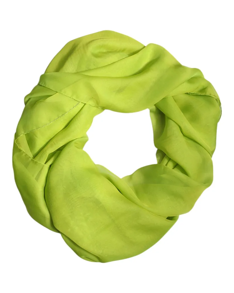 Dolce & Gabbana Women's Green Silk Rectangle Wrap Shawl Neck Warmer Scarf Green