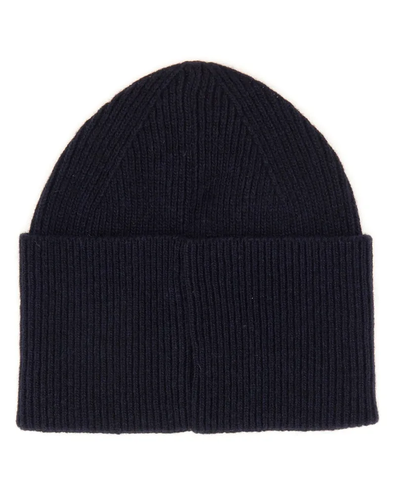 HUGO BOSS Men's Logo Beanie Hat Blue Wool Recycled Navy