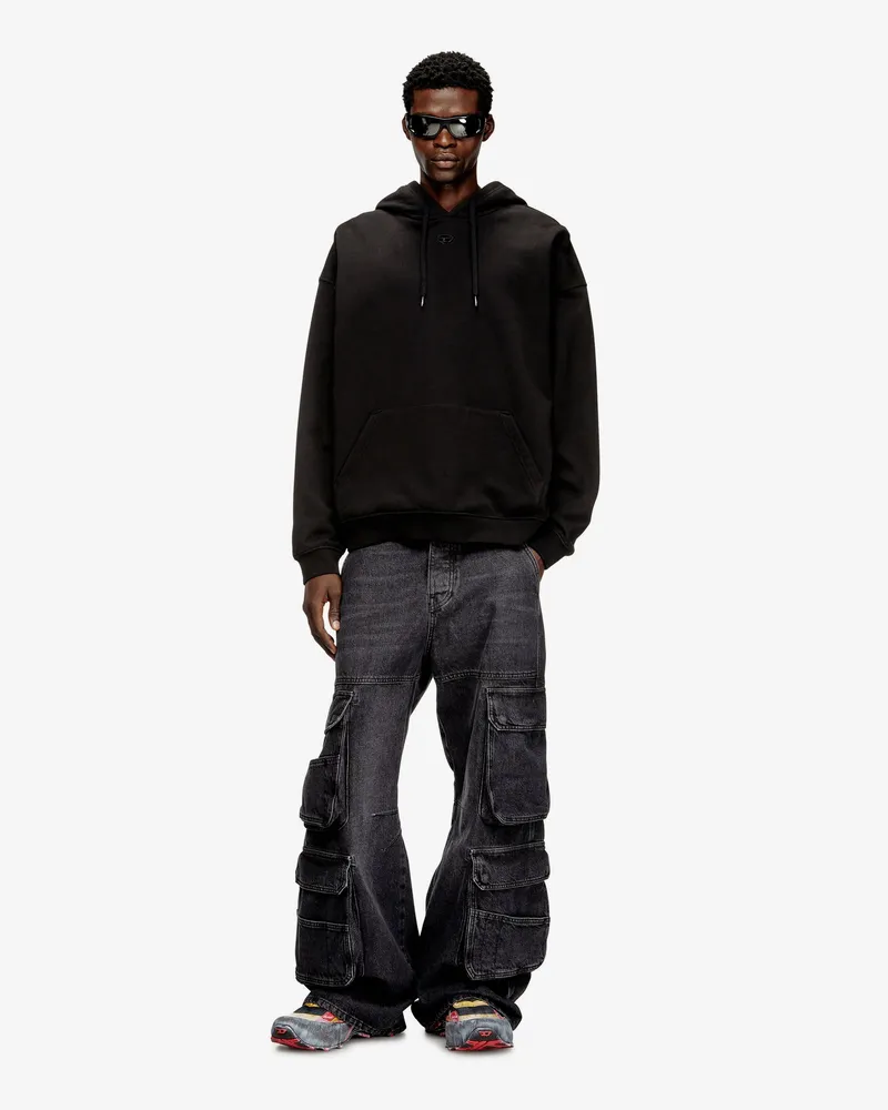 Diesel Men's Hooded Sweatshirt S-Boxt Cotton Black Sweatshirts Sweater Black