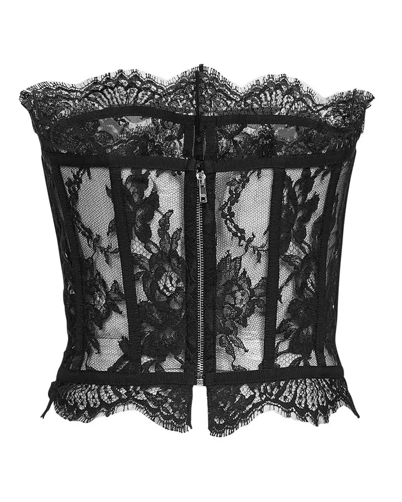 Dolce & Gabbana Women's Bustier Chantilly Lace Black Cotton Tops Top Black