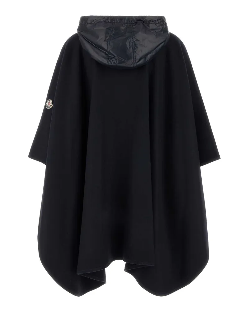 Moncler Women's Navy Blue Wool Blend Poncho 778 Exterior: Virgin Nylon Cappelli E Fasce Per Capelli Hat Navy