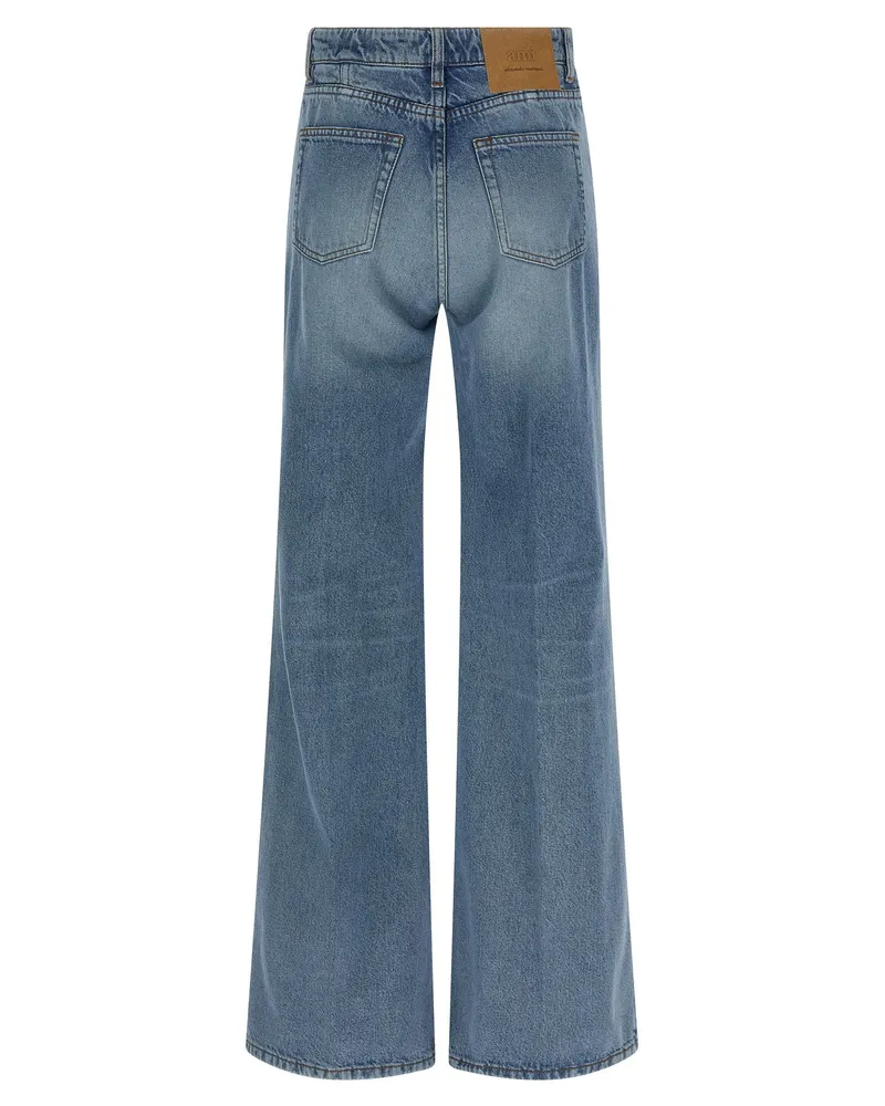 AMI Paris Stonewashed Flared Jeans — Blue Blue