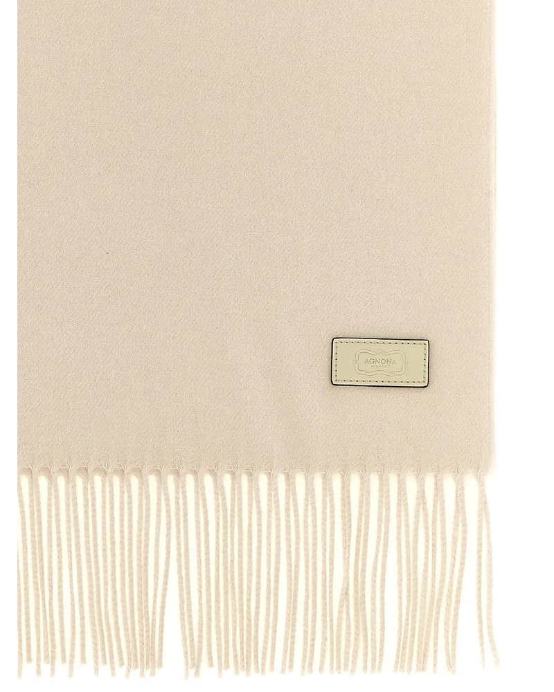 AGNONA Silk and Cashmere Scarf — Beige Beige