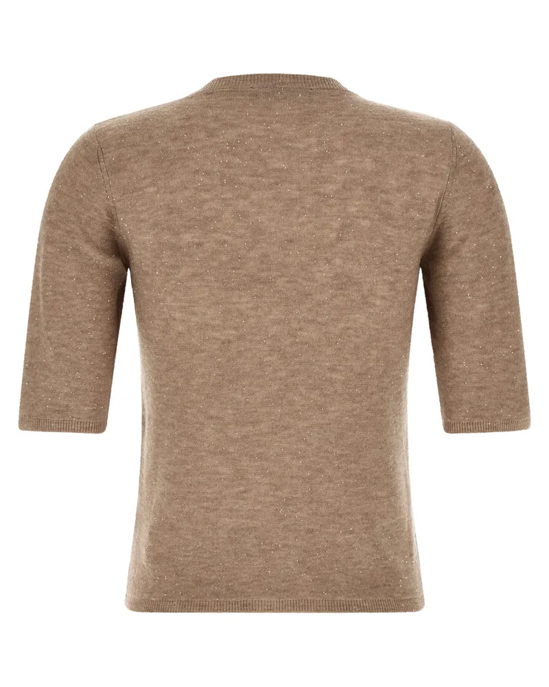 Fabiana Filippi Micro Sequin-Embellished Sweater — Beige Beige