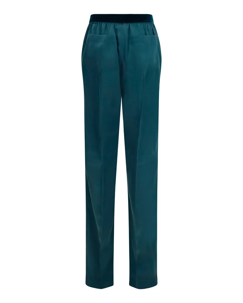 Tom Ford Women Stretch Silk Satin Pants Teal Silk; Elastane Trousers Teal