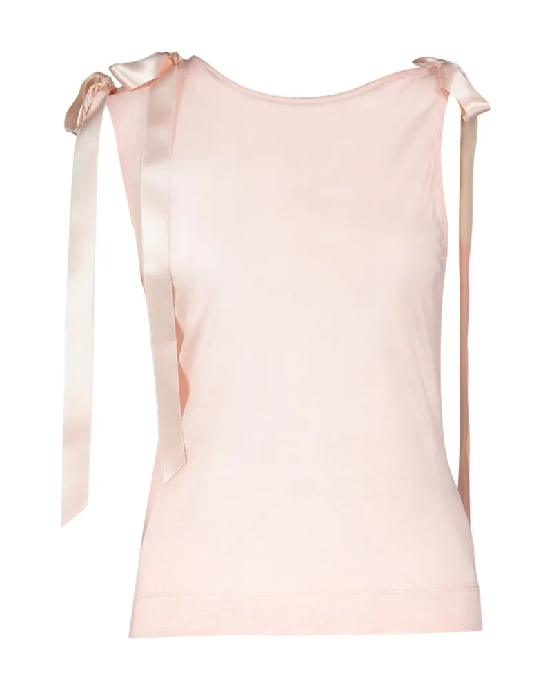 Simone Rocha Women Bow Ribbon Tail Tank Top -  Synthetic Pink Ready-To-Wear Tank-Tops Pink