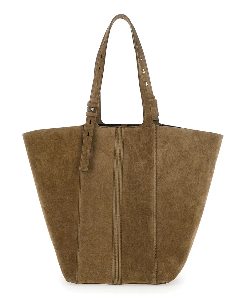 Golden Goose Women's Tote Bag Shopping 24.7 Suede Green Leather Green