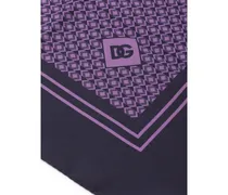 Silk Geometric Print Pocket Square — Purple