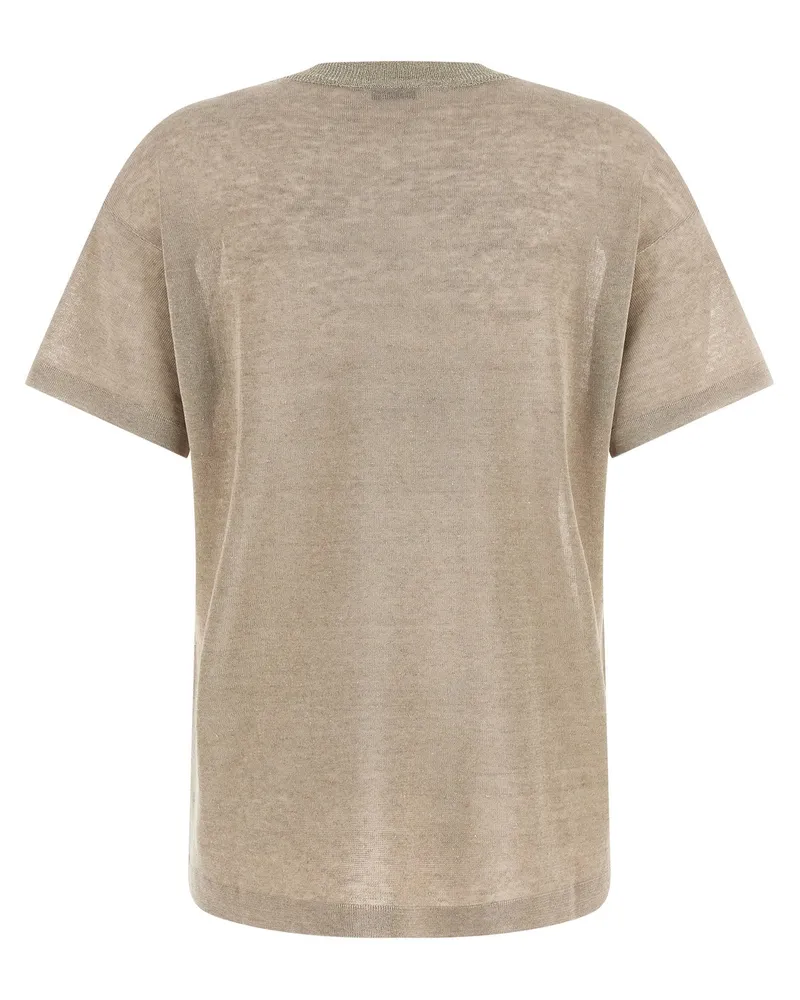 Brunello Cucinelli Linen-Blend Crewneck Sweater — Beige Beige