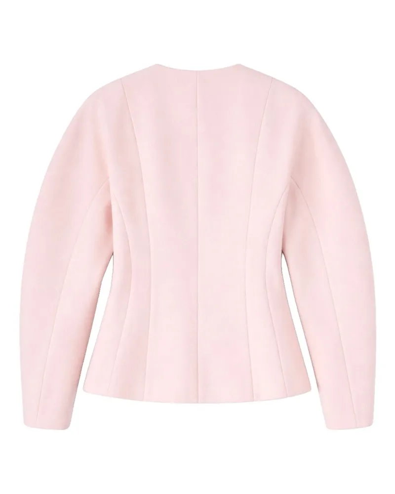 Ganni Wool Blend V-Neck Blazer — Pink Pink