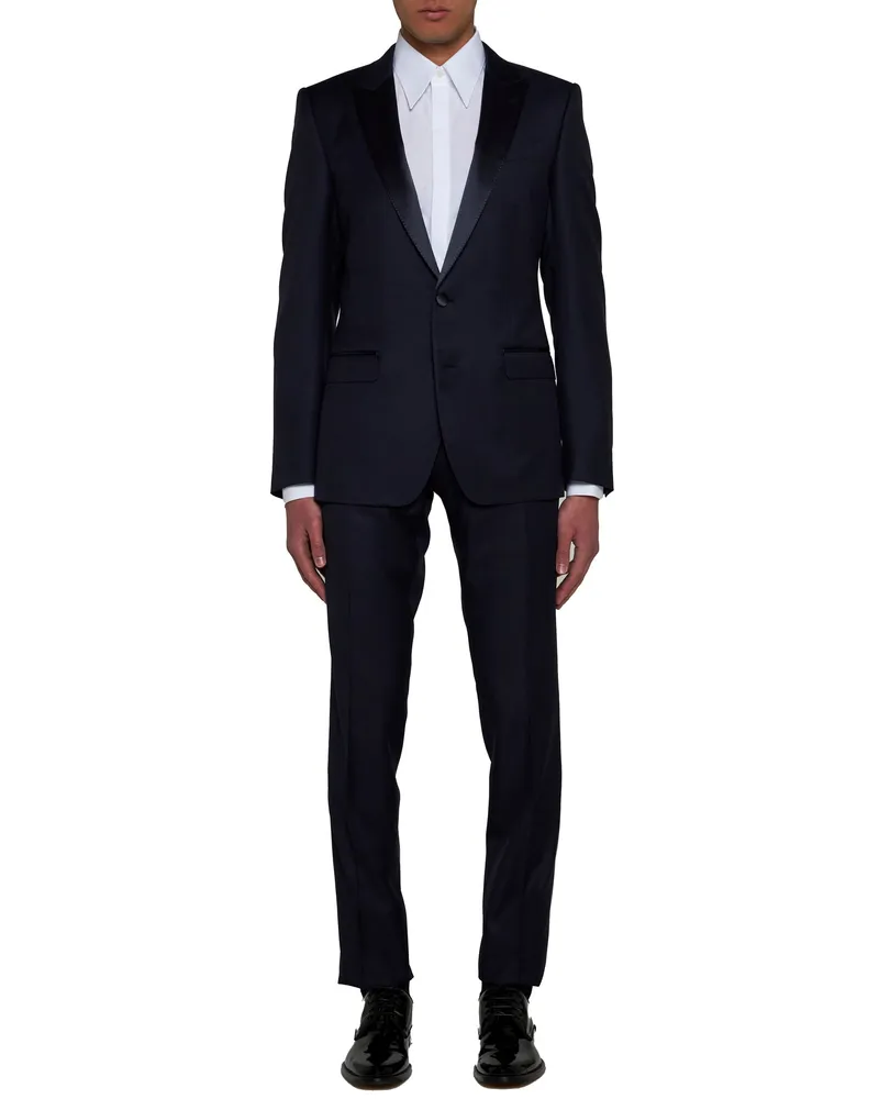 Dolce & Gabbana Men's Blazer Single-Breasted Virgin Wool Blue Suits Navy