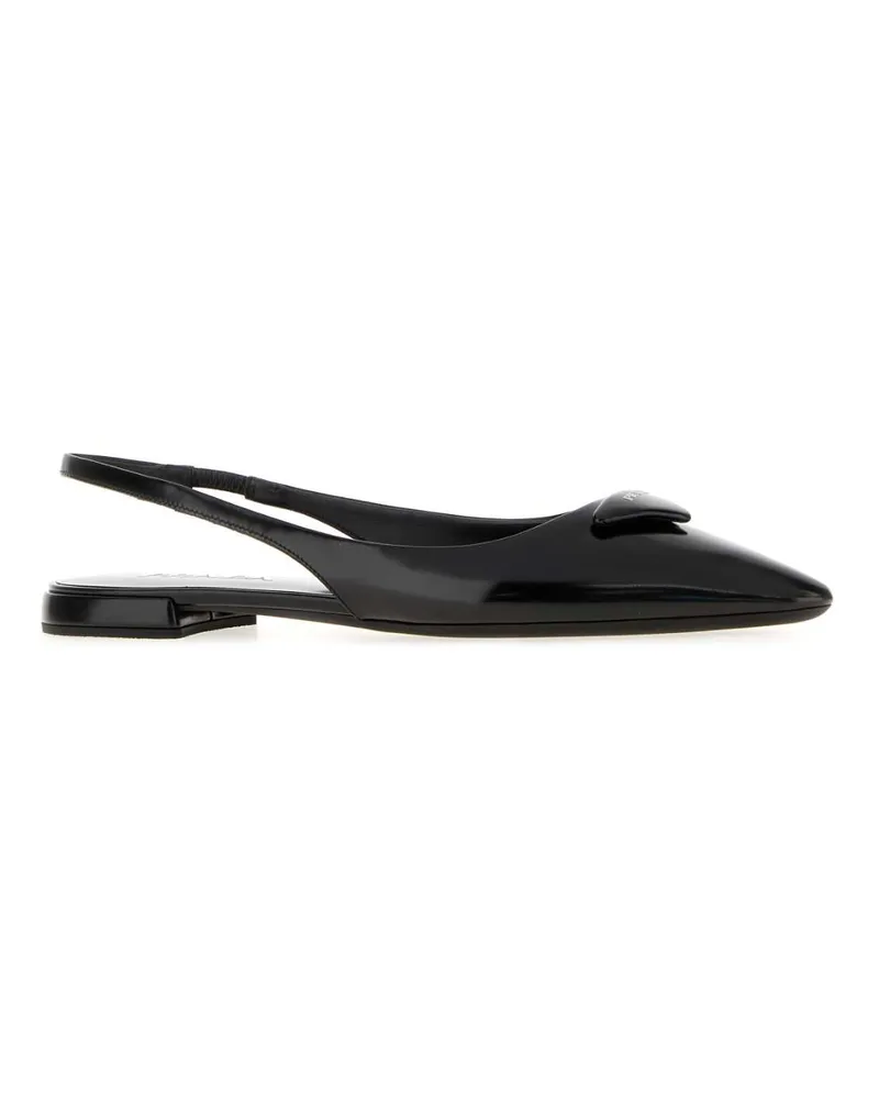 Prada Women's Black Leather Ballerinas Nero Stivali Boot Black
