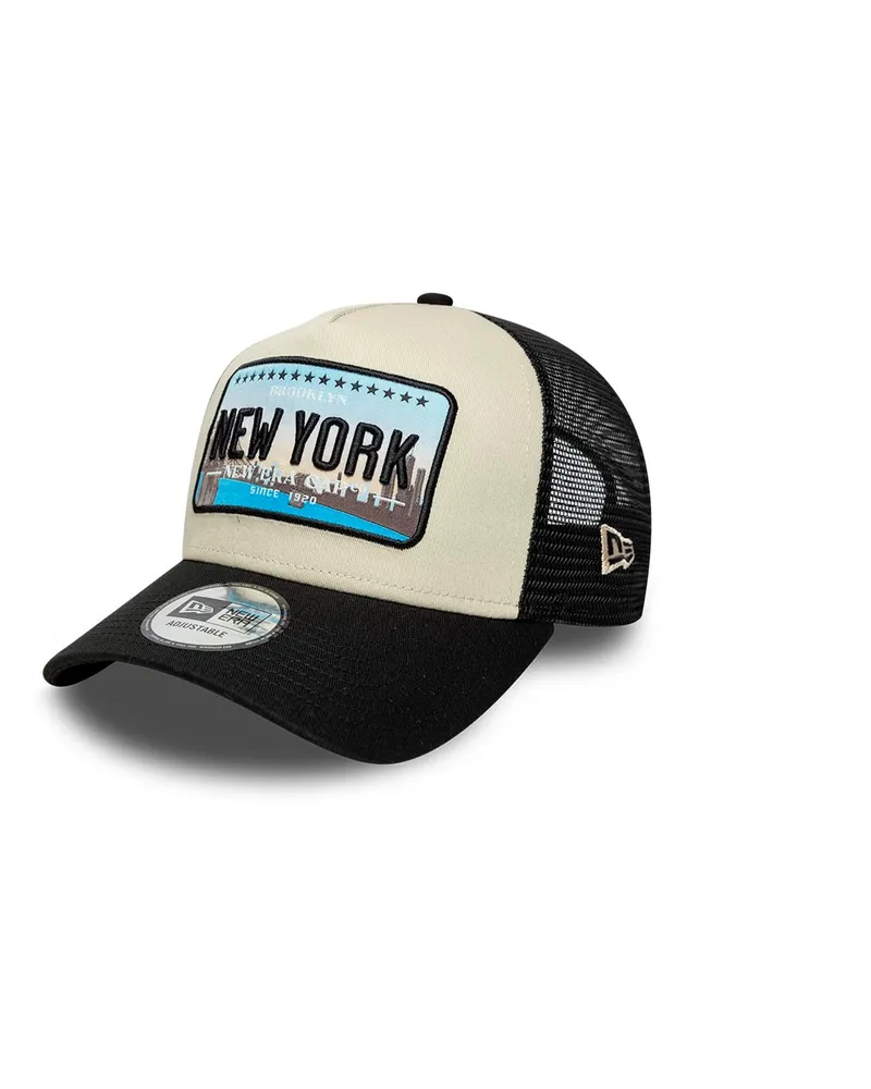 New Era Men's Trucker Cap 9forty A-Frame Licence Plate Black Hat Black