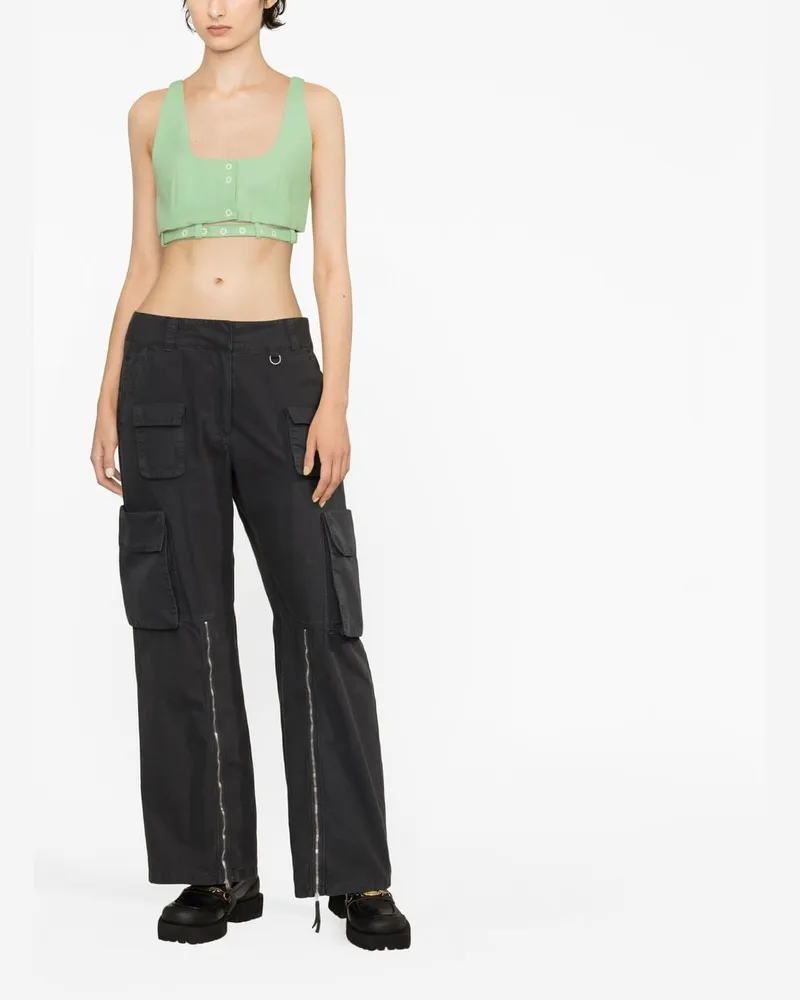 Ganni Organic Cotton Cropped Tank Top — green Green