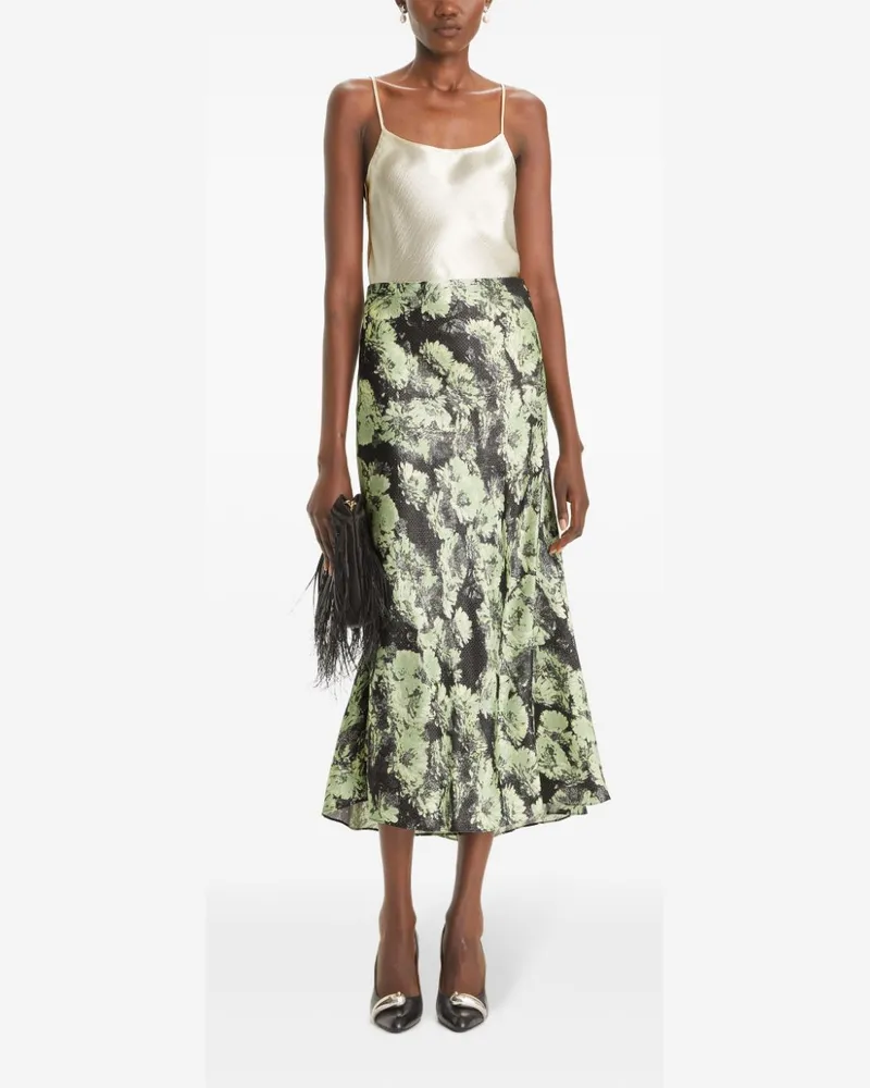 Tory Burch Floral Printed Skirt — Black Black
