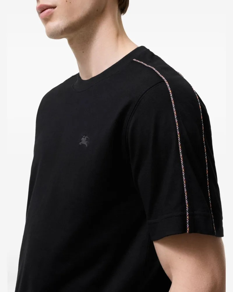 Burberry Logo-Embroidered Cotton T-shirt — Black Black