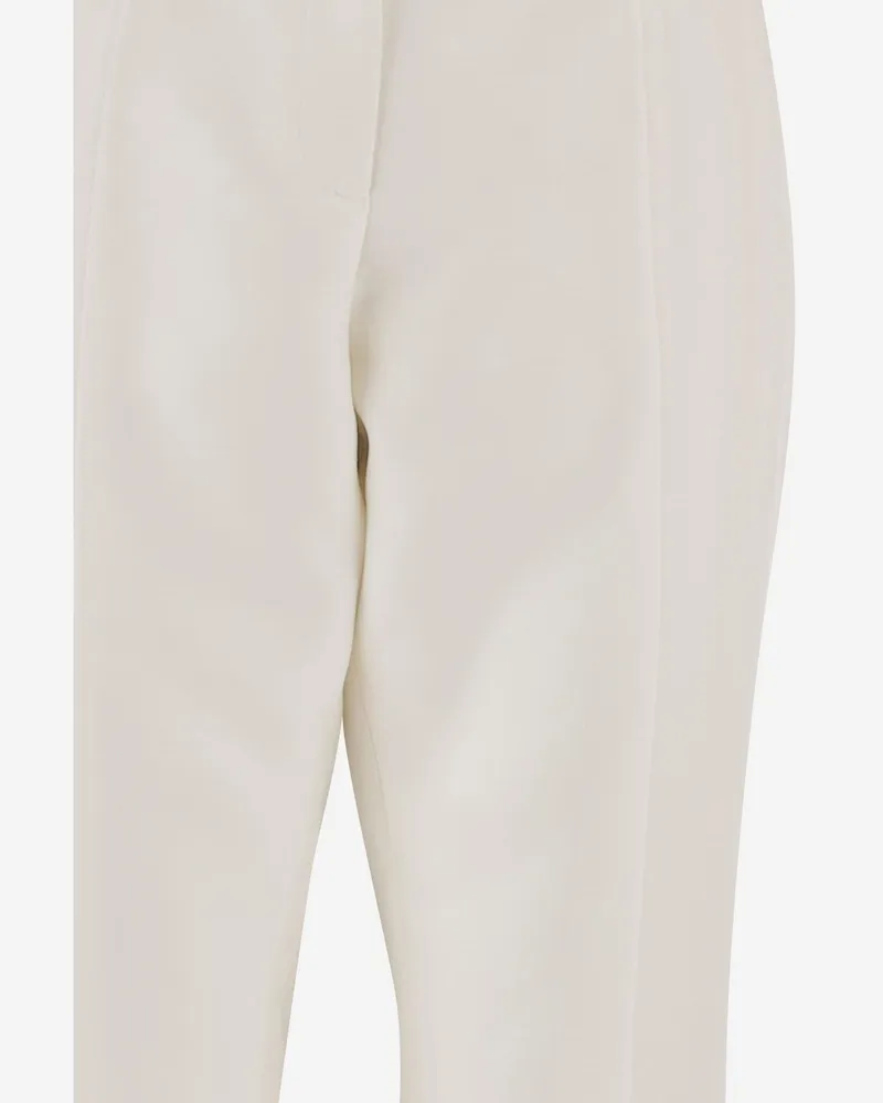 Balenciaga Women's Trousers Tailored Slim-Fit Wool And Silk Ivory White