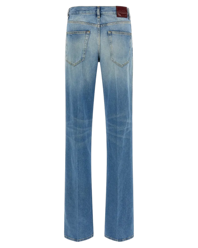 Gucci Women's Blue Cotton Flared Jeans Clothing Blue
