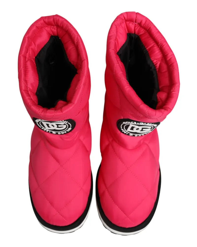 Dolce & Gabbana Women's Pink White Viscose Padded Mid Calf Boots Shoes Fuchsia Polyester Pu Pink