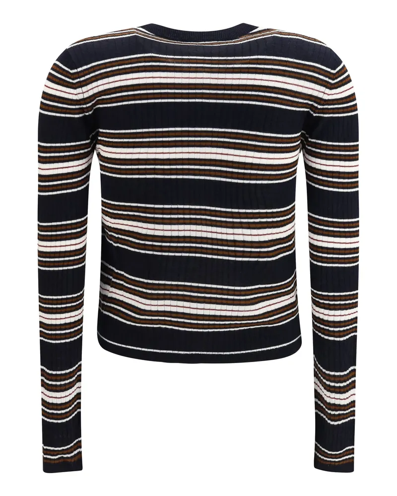 Max Mara Women Striped Silk And Wool Cardigan Blu Multicolor Silk; Ovis Aries Sweater Navy