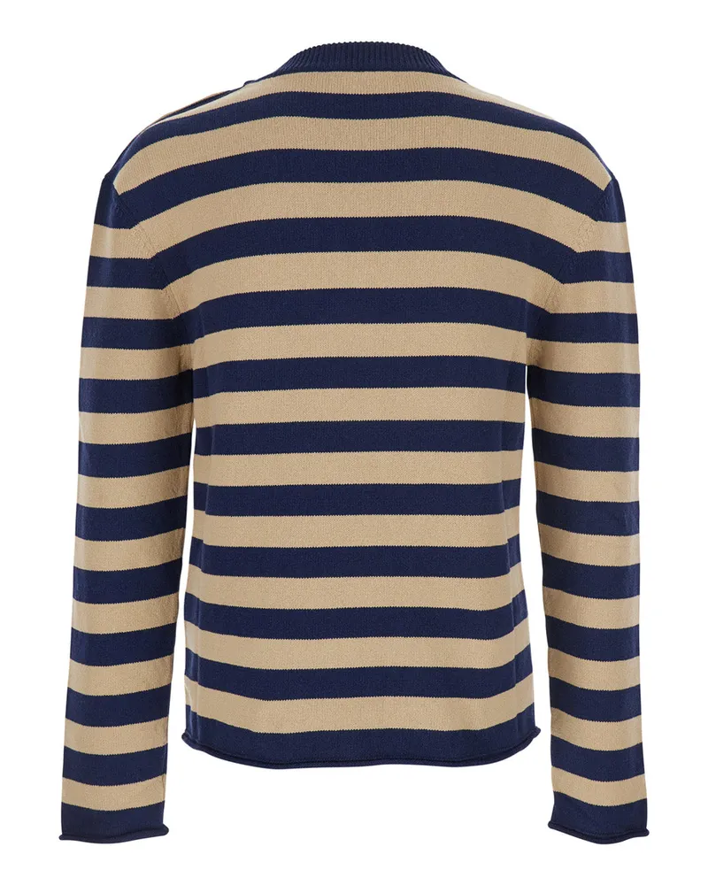 Balmain Striped Logo Sweater — Navy Navy