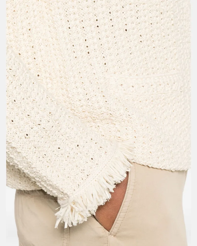 Emporio Armani Cotton-Blend Knit Cardigan — cream Cream
