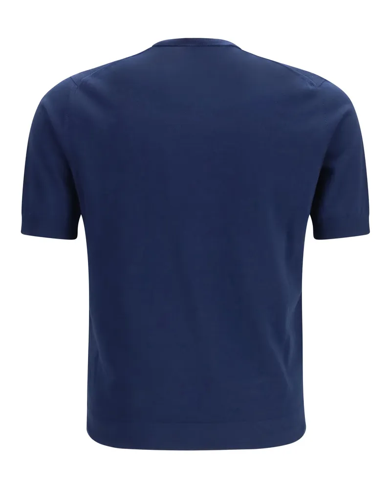 Prada Logo-Embroidered Cotton Crew T-Shirt — Navy Navy