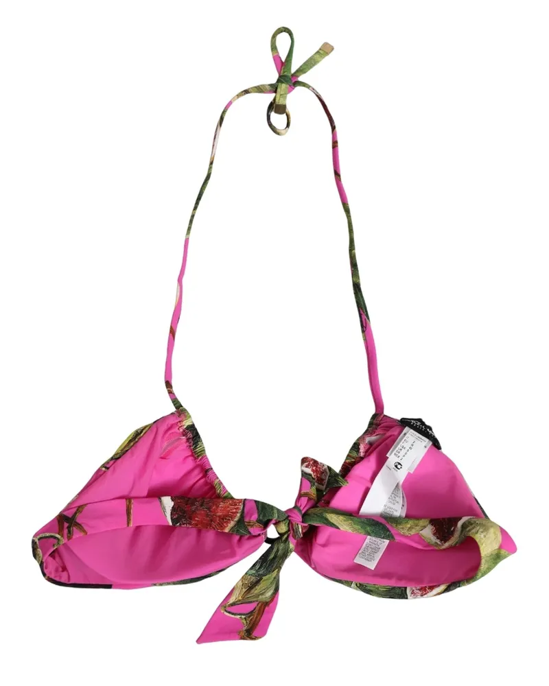 Dolce & Gabbana Women Fuchsia Pink Fig Print Beachwear Bikini Top Nylon Elastane Pink