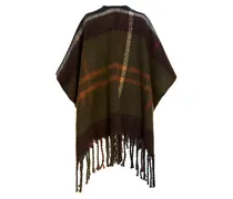 Boucle Check Print Cape — Black