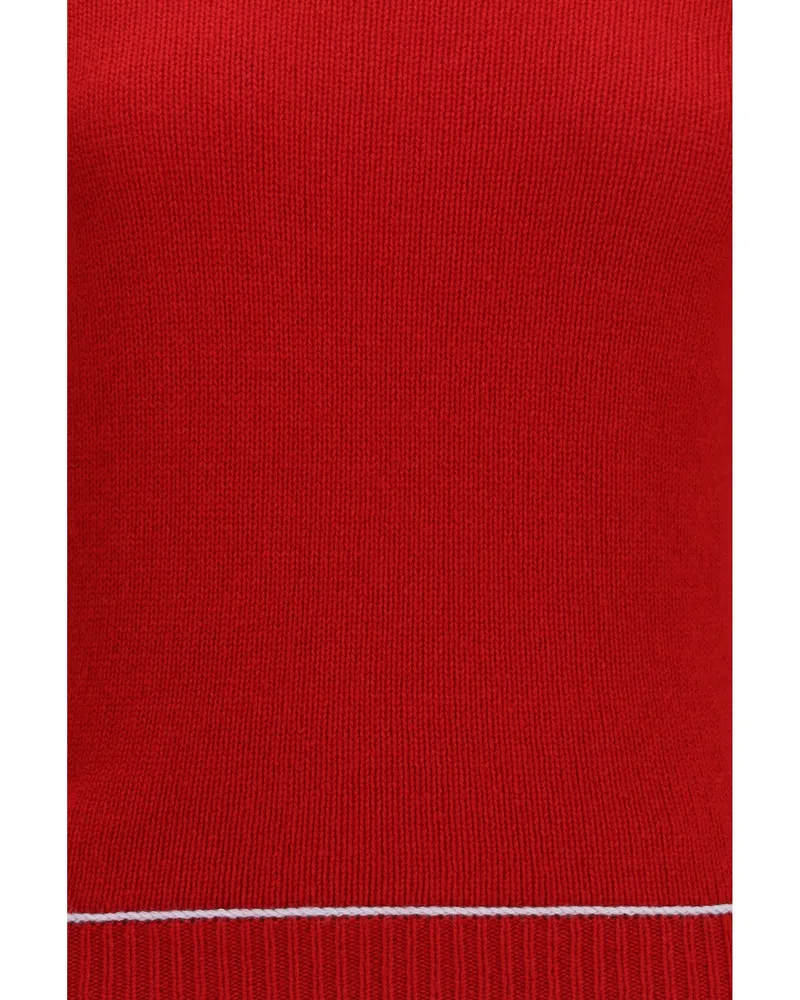 Fabiana Filippi Wool Blend Crew Neck Sweater — Red Red