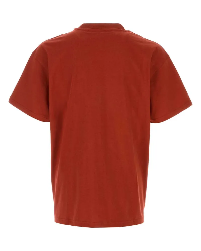 Carhartt WIP Men's Red Cotton S-S American Script T-Shirt Oxidered Exterior Red