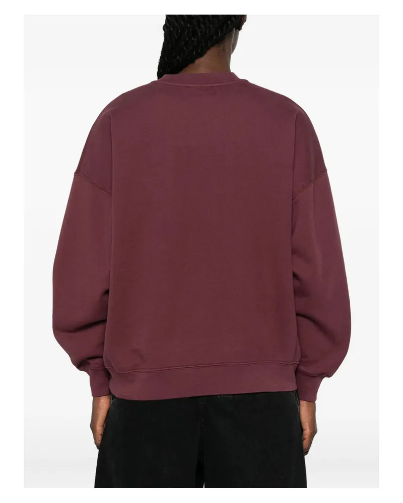 Anine Bing Logo-Embroidered Cotton Sweatshirt — Red Red