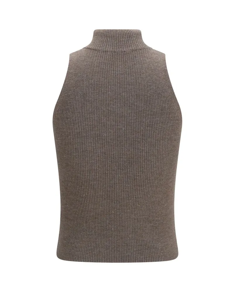 Brunello Cucinelli Women Brown Cashmere Sleeveles Sweater Clothing Brown