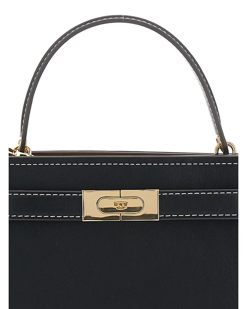 Tory Burch Women's Shoulder Bag Lee Radziwill Black Leather Cowhide Handbags Hand Black