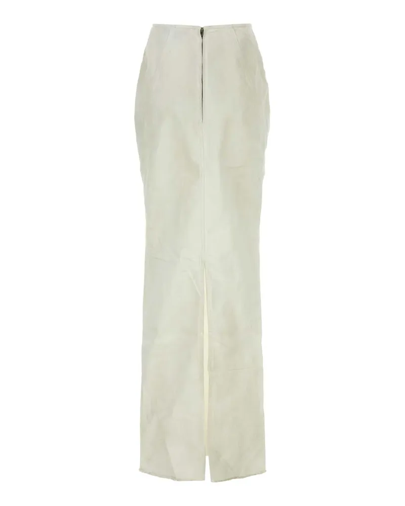 Entire Studios Women's White Stretch Denim Channel Skirt Bone Exterior: Cotton Elastane Gonne White